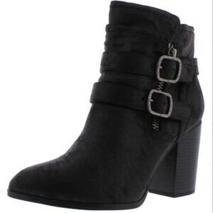 Carlos Santana PIPPIN FAUX LEATHER BLOCK HEEL BOOTIES, Sz 10, NIB